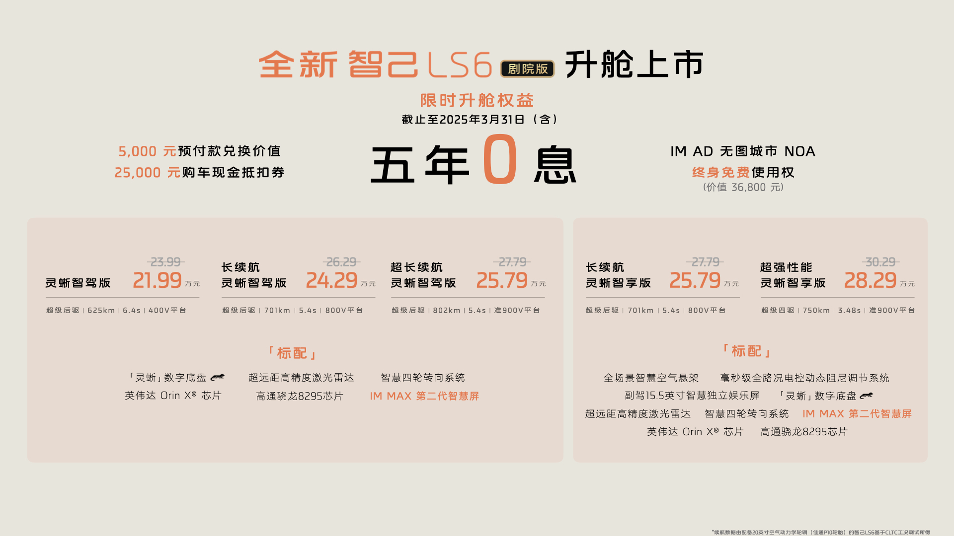 全新智己LS6剧院版上市，权益价21.99万元起